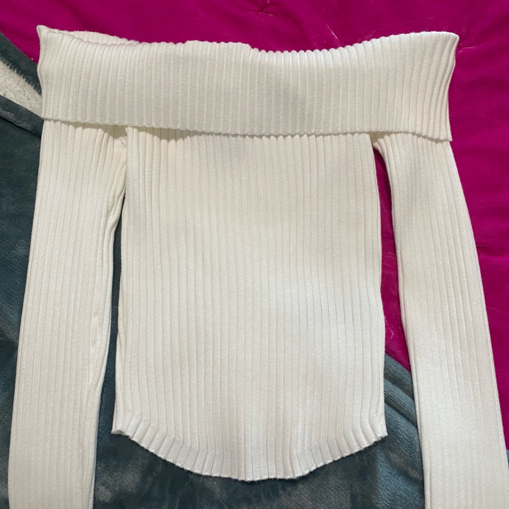 Elegant Off-Shoulder White Sweater